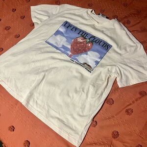 Cream Graphic T-Shirt with Strawberry Design